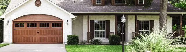 Wayne Dalton fiberglass garage door with red oak finish